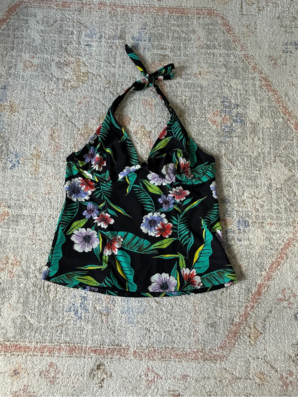Old Navy Black Tropical Floral Halter Camisole
